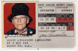 North Carolina driver's license issued 1969. Image from the North Carolina Historic Sites.