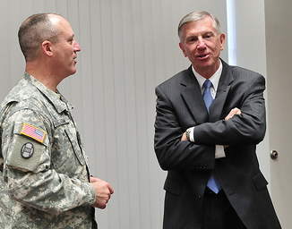 Thomas W. Ross, UNC system president, 2011 -. Image from Flickr user North Carolina National Guard.
