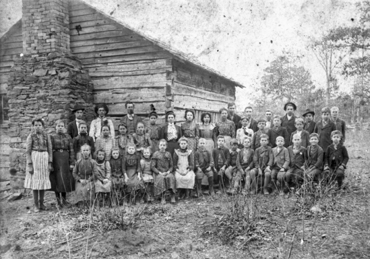 Students and teacher in front of their log school, Davidson County, late nineteenth century. North Carolina Collection, University of North Carolina at Chapel Hill Library. Students and teacher in front of their log school, Davidson County, late nineteenth century. North Carolina Collection, University of North Carolina at Chapel Hill Library.
