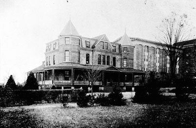 View of Female Annex, Dorothea Dix Hospital 1900. From the General Negative Collection, North Carolina State Archives, call #: N_81_10_5. Raleigh, NC. View of Female Annex, Dorothea Dix Hospital 1900. From the General Negative Collection, North Carolina State Archives, call#: N_81_10_5.Raleigh, NC.