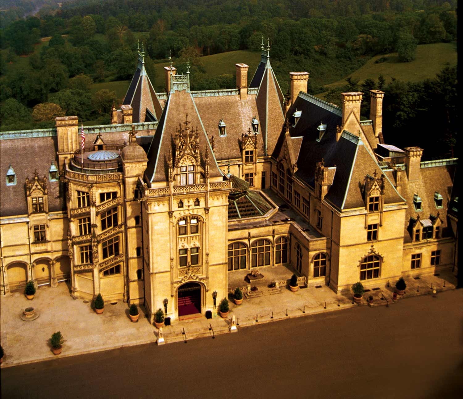 Image of an aerial view of the Biltmore Mansion