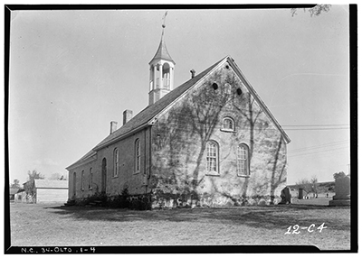 Black and white photograph of a church 