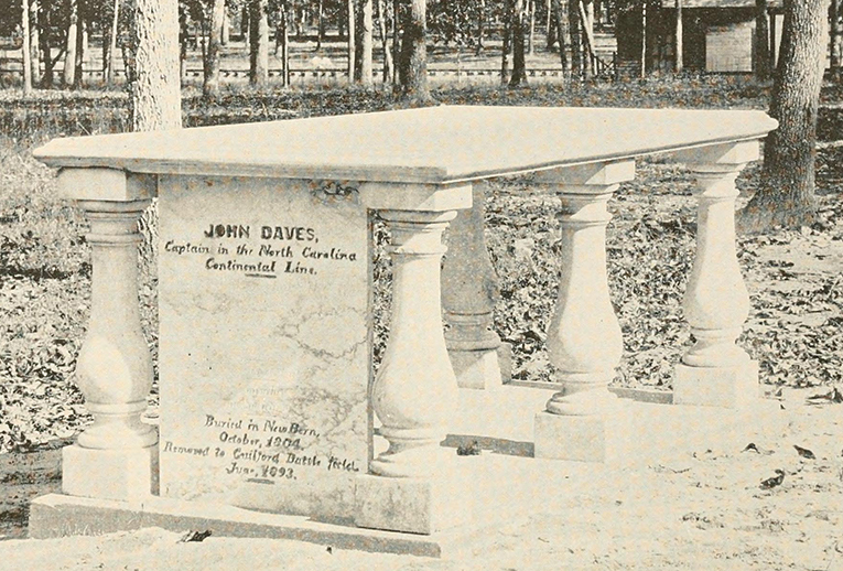 The grave of John Daves at the Guilford Court House National Park, 1893. Image from Archive.org. The grave of John Daves at the Guilford Court House National Park, 1893. Image from Archive.org.