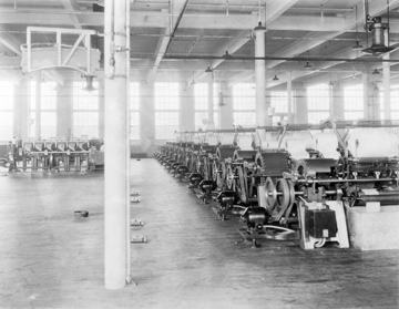 Interior, Crawford Mill, c.1920, Lincolnton, NC. From Carolina Power and Light (CP&L) Photograph Collection, North Carolina State Archives, call #: PhC68_1_307. Interior, Crawford Mill, c.1920, Lincolnton, NC. From Carolina Power and Light (CP&L) Photograph Collection, North Carolina State Archives, call #: PhC68_1_307.
