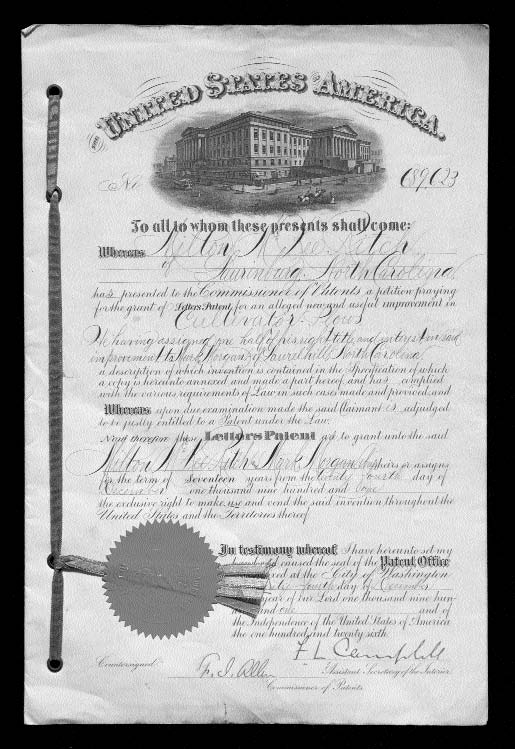 1901 patent certificate
