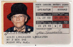 North Carolina driver's license issued 1969. Image from the North Carolina Historic Sites.