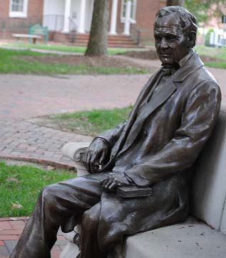 William Peace statue is located on William Peace University's campus. Image from the William Peace University Flickr photo stream.