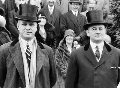 O. Max Gardner, left, and Angus McLean, right at Gardner's inauguration, 1929. Image from the North Carolina Museum of History.