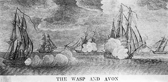 An engraving of the Wasp and the Avon. Image from the North Carolina Museum of History.