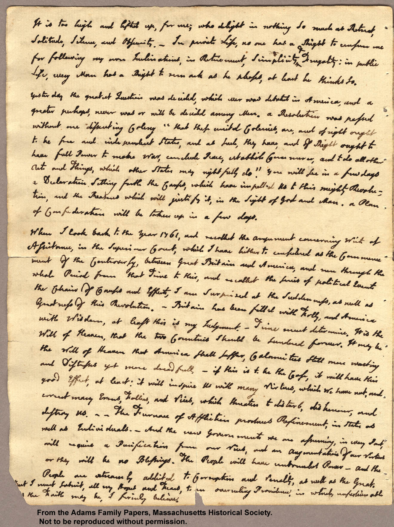 Image of the second page of a Letter from John Adams