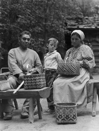 Photo taken of Cherokee basket weavers
