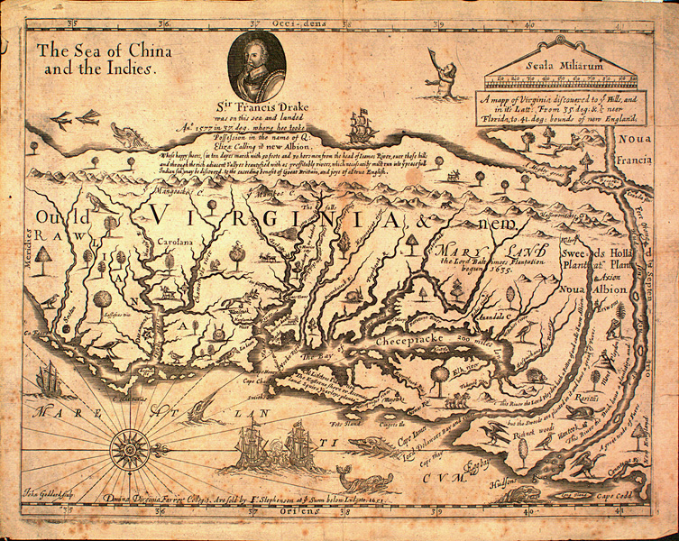 John Farrer's 1651 map of Virginia 