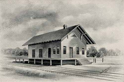 Image of a railway station in Charlotte in 1888