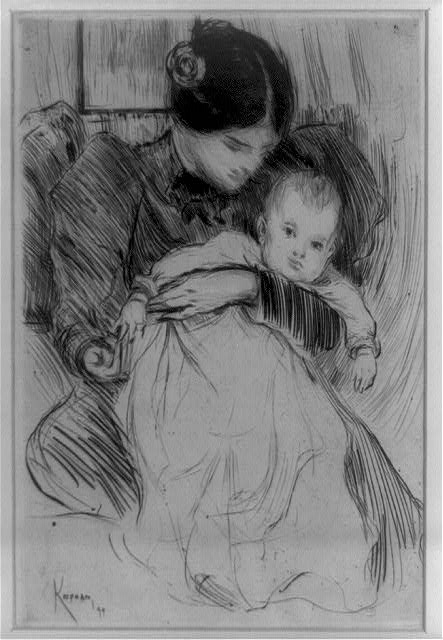 "Mother and Child" by Augustus Koopman, drypoint, 1899. From the Fine Prints Collection, Library of Congress Prints and Photographs Online Catalog.  