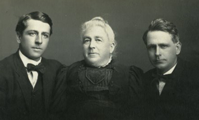 Alice Morgan Pearson with her two sons, Rufus (right) and William (left). Image from East Carolina University.