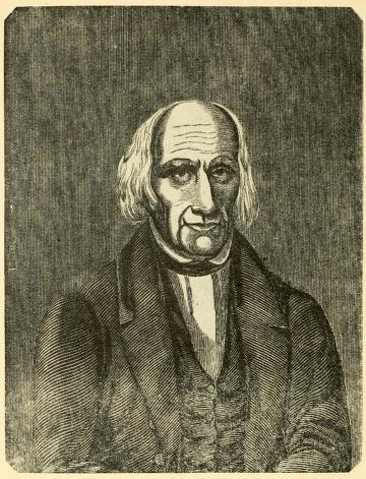 Engraved portrait of David Purveyance, from <i>Biography of Elder David Purviance</i> by Elder Levi Purviance, published 1848 by B.F. & O.W. Ells, Dayton, Ohio.  Presented on Archive.org.