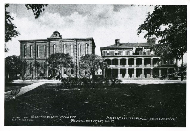 Photograph of the old N.C. State Supreme Court building, built 1812, original photograph circa 1900. From the N.C. Museum of History. 
