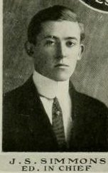 Image of James Stevens Simmons, from  Quips and Cranks yearbook at Davidson College, [p. 8], published 1911 by Davidson College. Presented on Digital NC.