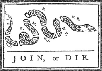 Join or Die cartoon by Ben Franklin