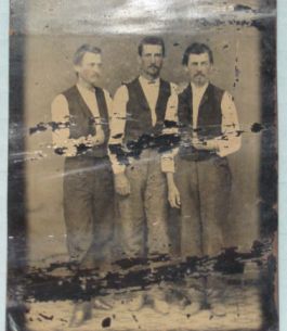 "Tin-type of members of the Henry Berry Lowry posse, c. 1870. Verso: left to right: Frank McKay, Archie McCallum, and William McCallum." Image courtesy of the North Carolina Museum of History. 