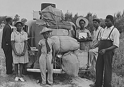 Group of Florida migrants on their way to Cranberry, New Jersey, to pick potatoes. Near Shawboro, North Carolina. Image courtesy of Library of Congress. 