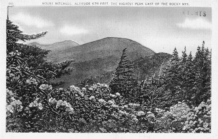 Image of a Mount Mitchell postcard from the 1930s or 1940s