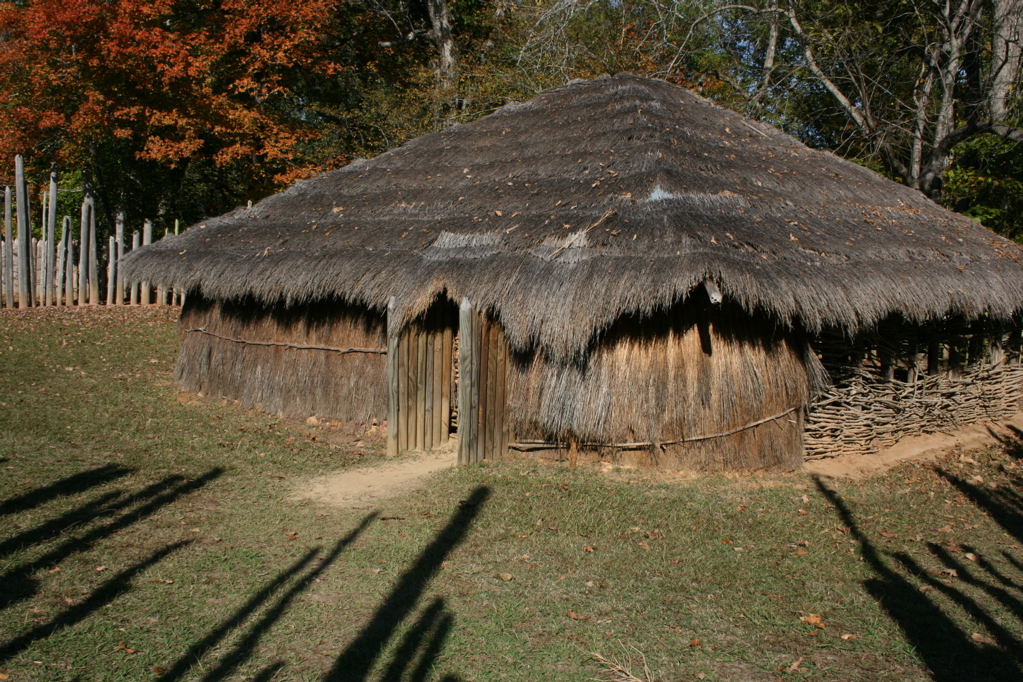 Many civilizations constructed structures with wattle and daub walls and thatch roofs. This is a temple that has been recreated at Town Creek Indian Mound.