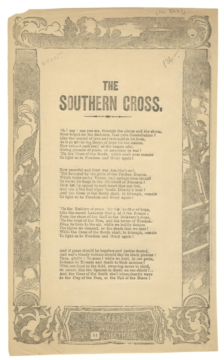 A printing of the lyrics to Southern Cross.