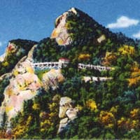 Postcard image of Grandfather Mountain. Click here to take the NCpedia North Carolina geography quiz.