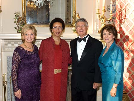 Photograph of Governor Beverly Perdue (far left), Carole Weatherford, Bob Eaves, and Linda Carlisle, October 29, 2018, North Carolina Awards ceremony. Image from the collection of the State Archives of North Carolina.