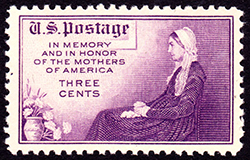 The 1934 U.S. stamp using Whistler's painting to honor American mothers. Image from the Wikimedia Commons.