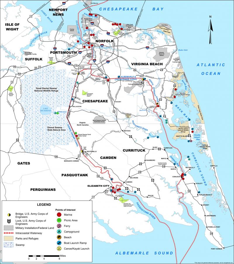 Atlantic Intracoastal Waterway Map Map Of The Atlantic Intracoastal Waterway | Ncpedia