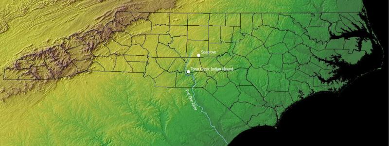 <img typeof="foaf:Image" src="http://statelibrarync.org/learnnc/sites/default/files/images/cedeclay_map.jpg" width="1358" height="511" alt="Map showing Seagrove, Town Creek Indian Mound, and the Pee Dee River" title="Map showing Seagrove, Town Creek Indian Mound, and the Pee Dee River" />