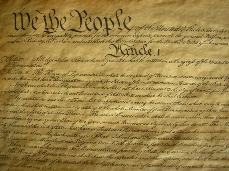 First page of the United States Constitution.
