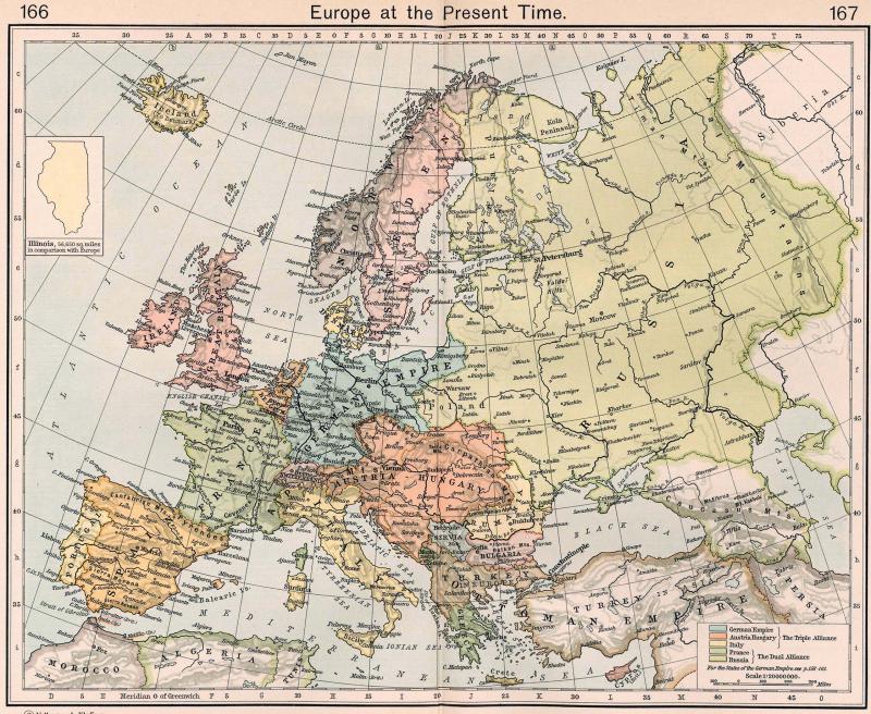 Map of 1911 Europe. 