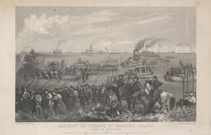 Landing of Troops on Roanoke Island,  Burnside Expedition