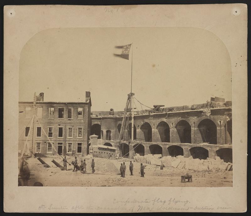This photograph shows the Confederate flag flying at Fort Sumter, on April 15, 1861.