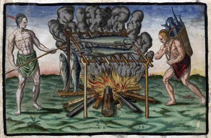 Indians Cooking Fish Indians Cooking Fish