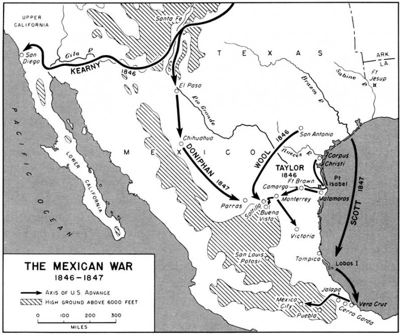 <img typeof="foaf:Image" src="http://statelibrarync.org/learnnc/sites/default/files/images/mexican_1846-1847.jpg" width="895" height="750" alt="The Mexican War, 1846-1847: Map of operations" title="The Mexican War, 1846-1847: Map of operations" />