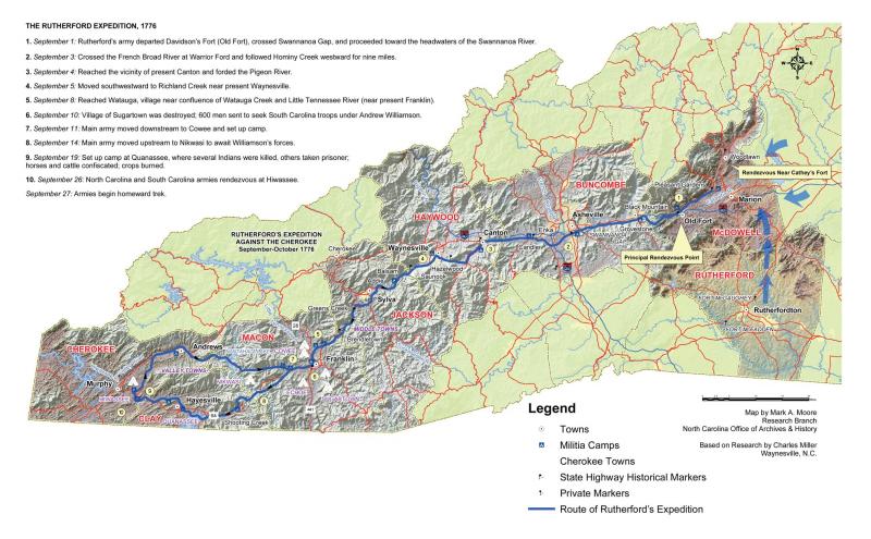 <img typeof="foaf:Image" src="http://statelibrarync.org/learnnc/sites/default/files/images/rutherford-trace-with-text_0.jpg" width="2100" height="1300" alt="Map of Rutherford's Expedition, 1776" title="Map of Rutherford's Expedition, 1776" />