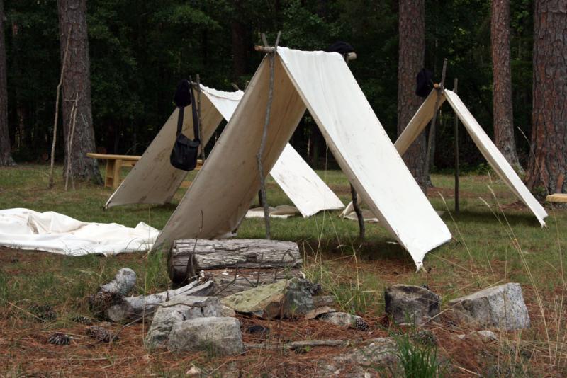 Soldiers called these tents “dog tents” because only a dog could crawl under one and stay dry from the rain.