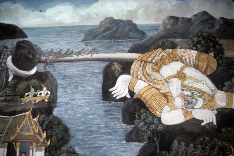 <img typeof="foaf:Image" src="http://statelibrarync.org/learnnc/sites/default/files/images/thai_rama_124.jpg" width="1024" height="683" alt="Giant Hanuman uses his tail as bridge for Rama's army" title="Giant Hanuman uses his tail as bridge for Rama's army" />