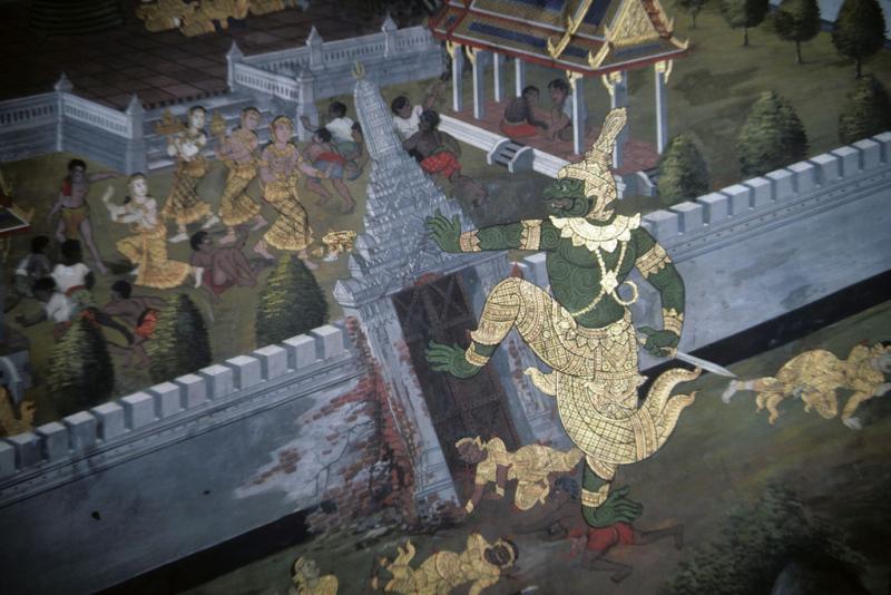 <img typeof="foaf:Image" src="http://statelibrarync.org/learnnc/sites/default/files/images/thai_rama_143.jpg" width="1024" height="683" alt="Demon climbs over a walled palace gate" title="Demon climbs over a walled palace gate" />