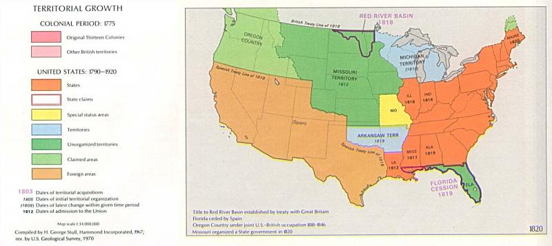 Map of US, 1820 Map of US, 1820