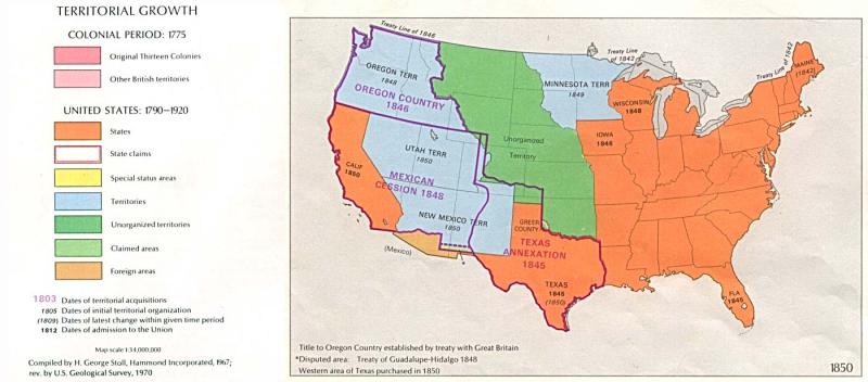 U.S. territorial growth, 1850