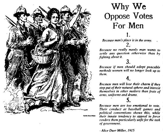 Why We Oppose Votes for Men