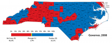 2008 NC Governor Election Returns Map