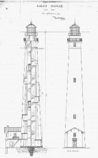 The attached house shown on this architectural plan for 1859 lighthouse was not built.