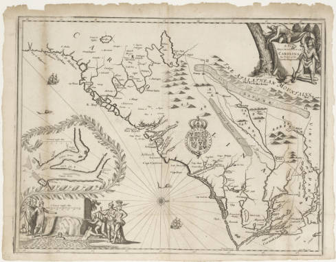Ogilby, John. Circa 1671. "A new discription of Carolina by the order of the Lords Proprietors." North Carolina Maps. University of North Carolina at Chapel Hill.