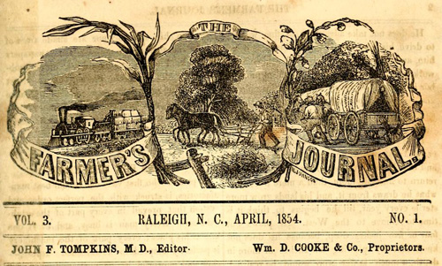 Masthead of the Farmer's Journal of the Agricultural Society from April 1854. Image from Archive.org.